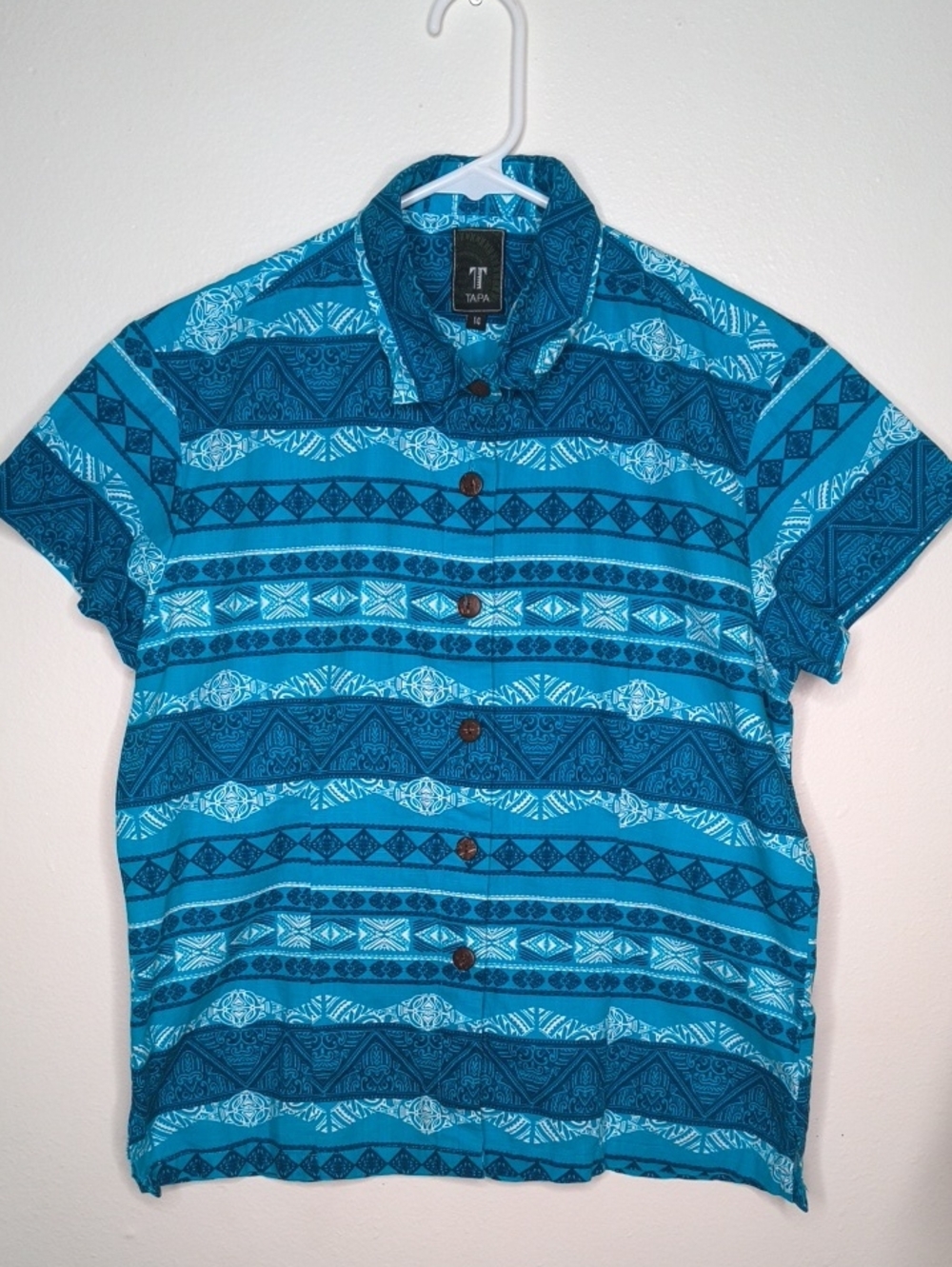 Tapa Kids Teal & Navy Short-Sleeve Button-Down Shirt